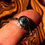 Sterling Silver Solitaire Ring with oval Cut Blue Zircon and 15 CZ - Size 6.5 - BikeRing4u