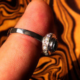 Sterling Silver Solitaire Ring with oval Cut Blue Zircon and 15 CZ - Size 6.5 - BikeRing4u