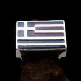 Perfectly crafted Men's Ring Flag of Greece - Sterling Silver - BikeRing4u