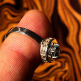 Sterling Silver Solitaire Ring with oval Cut Blue Zircon and 15 CZ - Size 5.75 - BikeRing4u