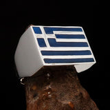 Perfectly crafted Men's Ring Flag of Greece - Sterling Silver - BikeRing4u