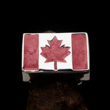 Perfectly crafted Men's Ring Flag of Canada - Sterling Silver - BikeRing4u