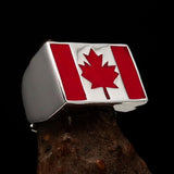 Perfectly crafted Men's Ring Flag of Canada - Sterling Silver - BikeRing4u