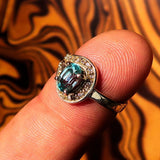 Sterling Silver Solitaire Loop Ring with oval Cut Blue Zircon and 21 CZ - Size 5 - BikeRing4u