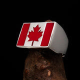 Perfectly crafted Men's Ring Flag of Canada - Sterling Silver - BikeRing4u