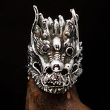 Excellent crafted Men's Animal Ring Male Dragon red eyes - Sterling Silver - BikeRing4u