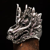 Excellent crafted Men's Animal Ring Male Dragon red eyes - Sterling Silver - BikeRing4u