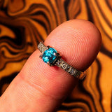 Sterling Silver Solitaire Band Ring with oval Cut Blue Zircon and 8 CZ - Size 4.75 - BikeRing4u