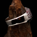 Excellent crafted Men's Biker Ring red Number 13 - Sterling Silver 925 - BikeRing4u