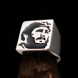 Excellent crafted Men's Revolution Ring Black Fidel - Sterling Silver - BikeRing4u