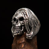 Excellent crafted Men's Grim Reaper Skull Ring Hear No Evil - Sterling Silver - BikeRing4u