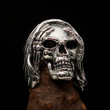 Excellent crafted Men's Grim Reaper Skull Ring Hear No Evil - Sterling Silver - BikeRing4u