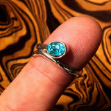 Sterling Silver Women's Band Ring with oval Cut Blue Zircon - Size 6.5 - BikeRing4u