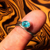 Sterling Silver Women's Band Ring with oval Cut Blue Zircon - Size 6.5 - BikeRing4u