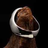 Excellent crafted oval domed Men's black Cross Lorraine Ring - Sterling Silver - BikeRing4u