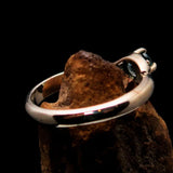 Sterling Silver Gemstone Solitaire Ring with oval Cut Blue Zircon 2 CZ - Size 5 - BikeRing4u