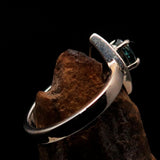 Diamond shaped Gemstone Sterling Silver Solitaire Ring with oval Cut Blue Zircon - Size 6.5 - BikeRing4u