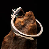 Diamond shaped Gemstone Sterling Silver Solitaire Ring with oval Cut Blue Zircon - Size 6.5 - BikeRing4u