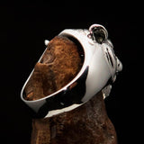 Excellent crafted Men's Tiger Ring red CZ Eyes - Sterling Silver - BikeRing4u