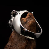 Excellent crafted Men's Tiger Ring red CZ Eyes - Sterling Silver - BikeRing4u