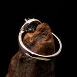 Sterling Silver Solitaire Ring with oval Cut Blue Zircon and 16 CZ - Size 6 - BikeRing4u