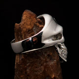 Excellent crafted Men's Gamer Ring Biohazard Skull red CZ Eyes - Sterling Silver - BikeRing4u