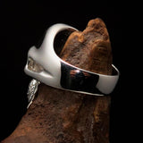 Excellent crafted Men's Gamer Ring Biohazard Skull red CZ Eyes - Sterling Silver - BikeRing4u