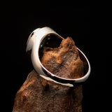 Sterling Silver Solitaire Ring with oval Cut Blue Zircon and 14 CZ - Size 6.5 - BikeRing4u