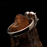 Heart shaped Gemstone Sterling Silver Solitaire Ring with oval Cut Blue Zircon - Size 6.5 - BikeRing4u