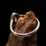 Sterling Silver Gemstone Solitaire Ring with marquise shaped Ceylon Moonstone and CZ - BikeRing4u