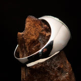 Domed Men's green Al Quran ul Kareem Muslim Ring - Sterling Silver - BikeRing4u