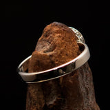 Sterling Silver Solitaire Ring with oval Cut Blue Zircon and 15 CZ - Size 6.5 - BikeRing4u