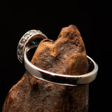 Sterling Silver Solitaire Ring with oval Cut Blue Zircon and 15 CZ - Size 6.5 - BikeRing4u