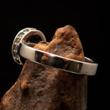 Sterling Silver Solitaire Ring with oval Cut Blue Zircon and 15 CZ - Size 5.75 - BikeRing4u