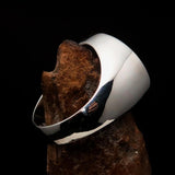 Perfectly crafted Men's GDR Socialist Ring Hammer Compasses blue - Sterling Silver - BikeRing4u