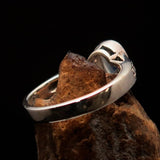 Sterling Silver Solitaire Gemstone Ring with oval shaped Ceylon Moonstone and 8 CZ - BikeRing4u