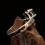 Gemstone Sterling Silver Solitaire Ring with round Cut Blue Zircon and 15 CZ - Size 4.75 - BikeRing4u