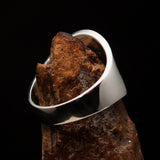 Excellent crafted Men's Blue Fleur de Lis Seal Ring - Sterling Silver - BikeRing4u