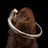 Sterling Silver Ring with marquise shaped Ceylon Moonstone and 2 CZ - BikeRing4u