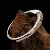 Sterling Silver Solitaire Band Ring with oval Cut Blue Zircon and 3 CZ - Size 5 - BikeRing4u