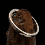 Sterling Silver Solitaire Band Ring with oval Cut Blue Zircon and 3 CZ - Size 5 - BikeRing4u