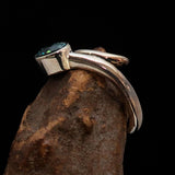 Sterling Silver Women's Band Ring with oval Cut Blue Zircon - Size 6.5 - BikeRing4u