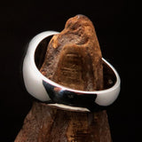 Perfectly domed Men's Solid Line Pentagram Ring Red - Sterling Silver - BikeRing4u