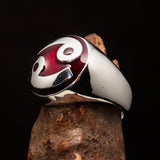 Perfectly crafted domed Men's Zodiac Cancer Ring Red - Sterling Silver - BikeRing4u