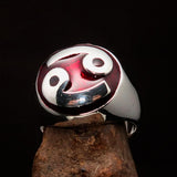 Perfectly crafted domed Men's Zodiac Cancer Ring Red - Sterling Silver - BikeRing4u