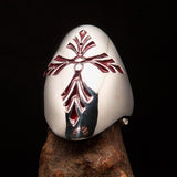 Perfectly crafted Men's Saint Lorenz Cross Ring red - Sterling Silver - BikeRing4u