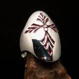 Perfectly crafted Men's Saint Lorenz Cross Ring red - Sterling Silver - BikeRing4u