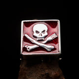 Perfectly crafted Men's Chef Skull Ring Crossed Fork Knife red - Sterling Silver - BikeRing4u