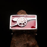 Perfectly crafted Men's red Naval Cannon Ring - Sterling Silver - BikeRing4u