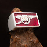 Perfectly crafted Men's red Naval Cannon Ring - Sterling Silver - BikeRing4u